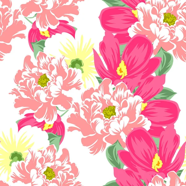 Sorunsuz vintage tarzı çiçek deseni. Renkli çiçek öğeleri