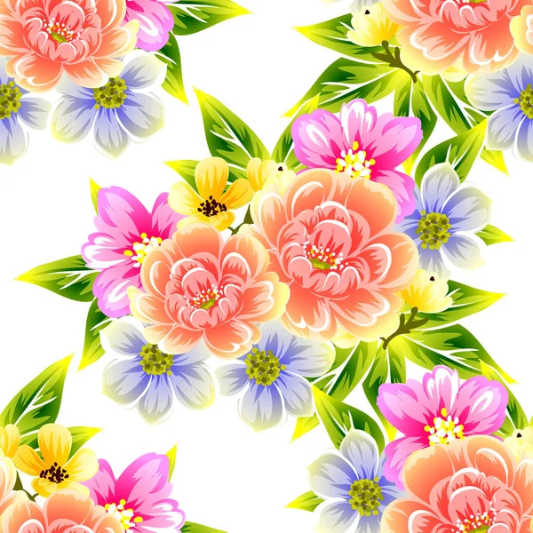Sorunsuz vintage tarzı çiçek deseni. Renkli çiçek öğeleri