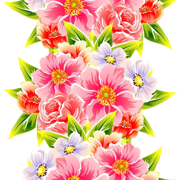 Sorunsuz vintage tarzı çiçek deseni. Renkli çiçek öğeleri