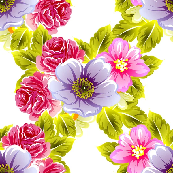 Sorunsuz vintage tarzı çiçek deseni. Renkli çiçek öğeleri