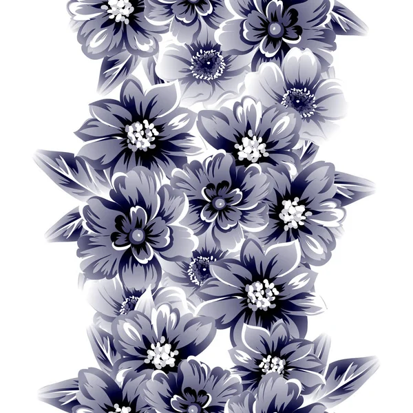 Patrón Flores Ornamentadas Estilo Vintage Sin Costuras Elementos Florales Contorno — Vector de stock