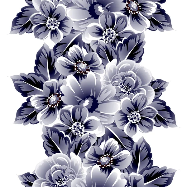 Patrón Flores Ornamentadas Estilo Vintage Sin Costuras Elementos Florales Contorno — Vector de stock