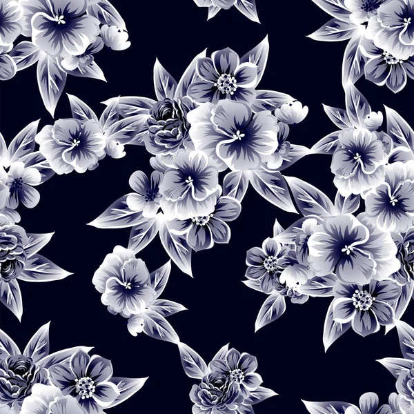 Motif Fleurs Ornées Style Vintage Sans Couture Éléments Floraux Dans — Image vectorielle