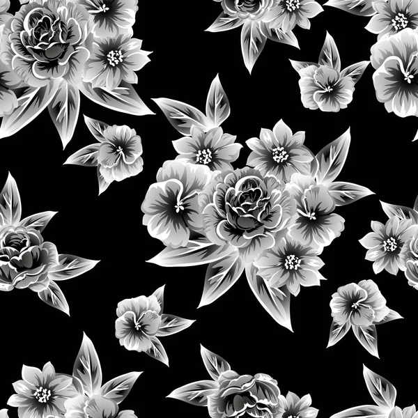 Απρόσκοπτη Vintage Στυλ Περίτεχνο Μοτίβο Λουλούδι Ανθικά Στοιχεία Περίγραμμα — Διανυσματικό Αρχείο