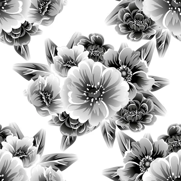 Motif Fleurs Ornées Style Vintage Sans Couture Éléments Floraux Dans — Image vectorielle