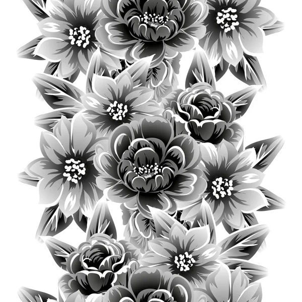 Patrón Flores Ornamentadas Estilo Vintage Sin Costuras Elementos Florales Contorno — Vector de stock