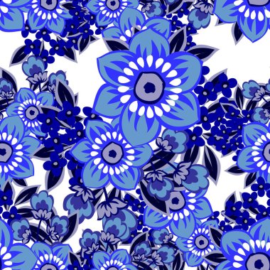 Kusursuz eski tarz süslemeli çiçek deseni. Çiçeksel elementler konturda