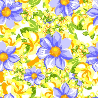 Sorunsuz vintage tarzı çiçek deseni. Renkli çiçek öğeleri