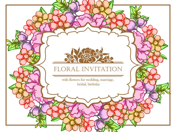 Vintage Style Ornate Flower Card Floral Elements Color — Stock Vector