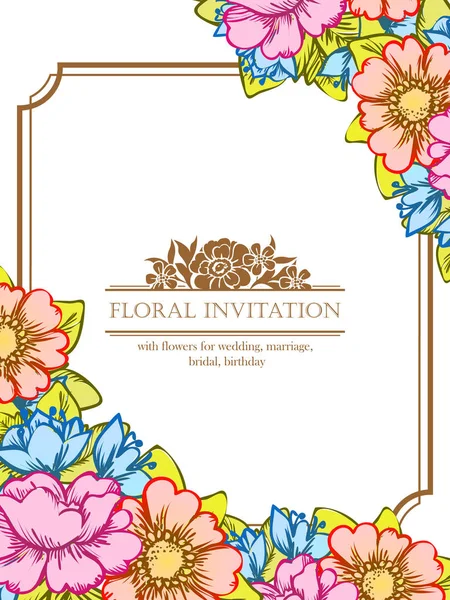 Vintage Stil Verzierte Blumenkarte Florale Elemente Farbe — Stockvektor