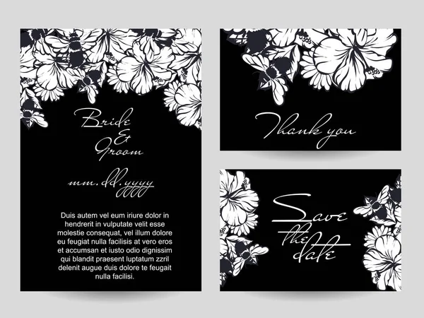 Tarjeta Boda Flores Ornamentadas Estilo Vintage Elementos Florales Contorno — Vector de stock