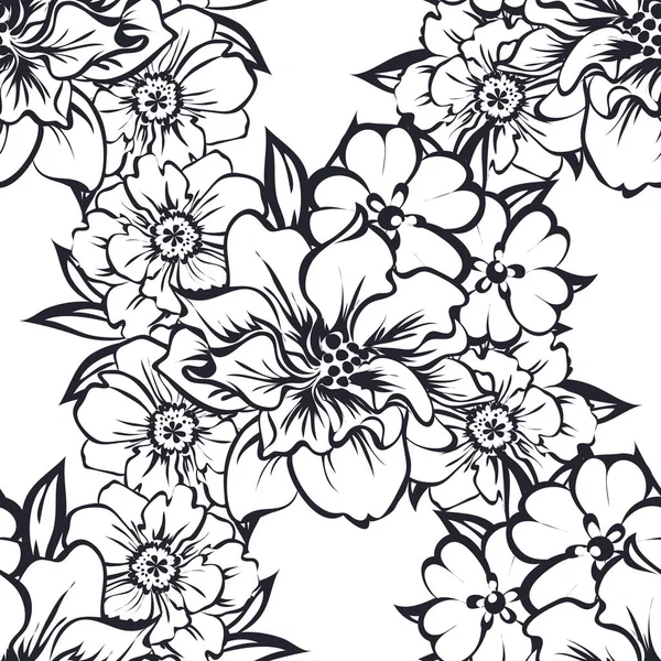 Motif Fleurs Ornées Style Vintage Sans Couture Éléments Floraux Dans — Image vectorielle