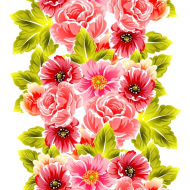 Sorunsuz vintage tarzı çiçek deseni. Renkli çiçek öğeleri