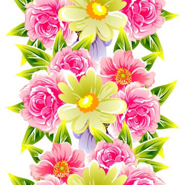 Sorunsuz vintage tarzı çiçek deseni. Renkli çiçek öğeleri