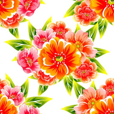 Sorunsuz vintage tarzı çiçek deseni. Renkli çiçek öğeleri