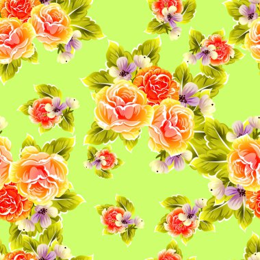 Sorunsuz vintage tarzı çiçek deseni. Renkli çiçek öğeleri