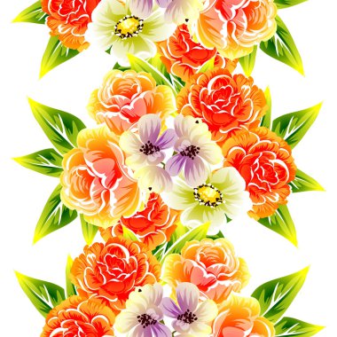Sorunsuz vintage tarzı çiçek deseni. Renkli çiçek öğeleri