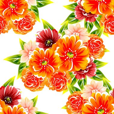 Sorunsuz vintage tarzı çiçek deseni. Renkli çiçek öğeleri
