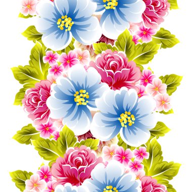 Sorunsuz vintage tarzı çiçek deseni. Renkli çiçek öğeleri