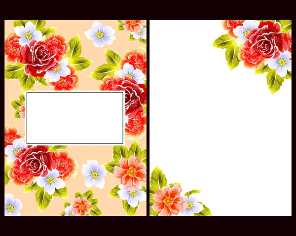 Вінтажний Стиль Квіткових Весільних Листівок Набір Квіткові Елементи Кольорі — стоковий вектор