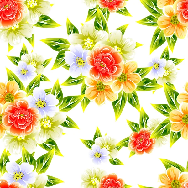 Nahtlose Blumenmuster Vintage Stil Florale Elemente Farbe — Stockvektor