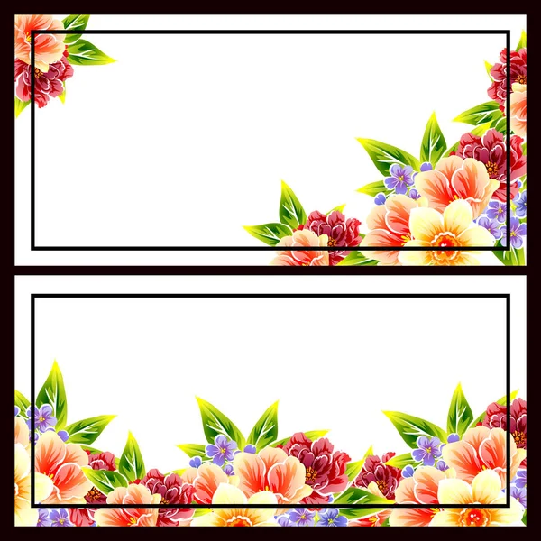 Cartões Casamento Estilo Vintage Flor Definido Elementos Florais Cores —  Vetores de Stock