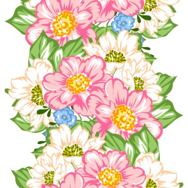 Sorunsuz vintage tarzı çiçek deseni. Renkli çiçek öğeleri