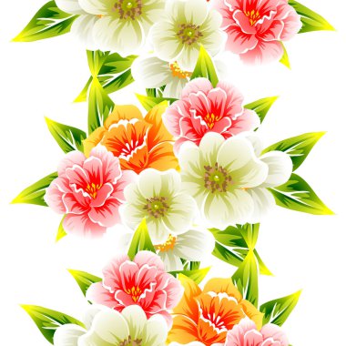 Sorunsuz vintage tarzı çiçek deseni. Renkli çiçek öğeleri