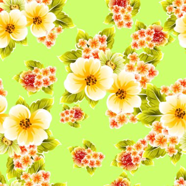 Sorunsuz vintage tarzı çiçek deseni. Renkli çiçek öğeleri