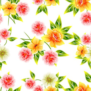 Sorunsuz vintage tarzı çiçek deseni. Renkli çiçek öğeleri