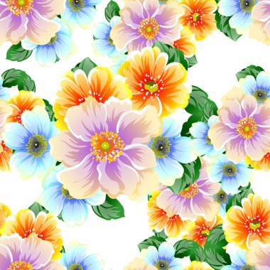 Sorunsuz vintage tarzı çiçek deseni. Renkli çiçek öğeleri