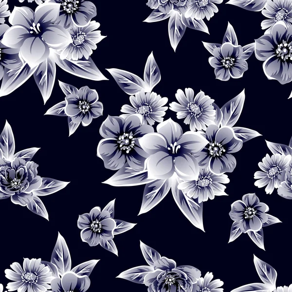 Motif Fleurs Ornées Style Vintage Sans Couture Éléments Floraux Dans — Image vectorielle