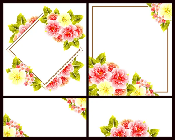 Set Carte Sposa Stile Vintage Elementi Floreali Colori — Vettoriale Stock