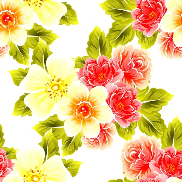 Naadloze Vintage Stijl Bloemenpatroon Floral Elementen Kleur — Stockvector