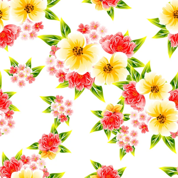 Naadloze Vintage Stijl Bloemenpatroon Floral Elementen Kleur — Stockvector