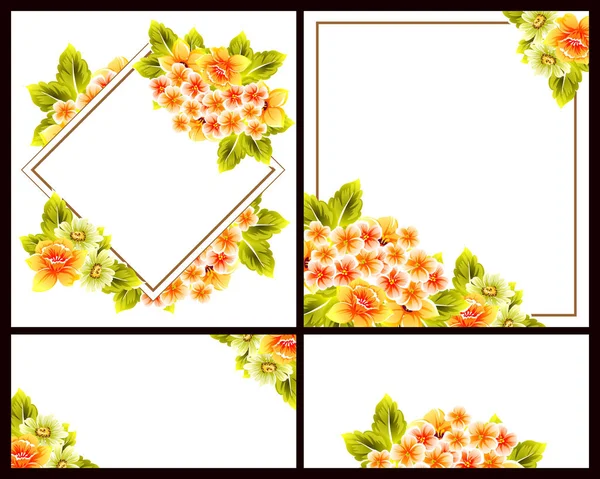 Conjunto Tarjetas Boda Flores Estilo Vintage Elementos Florales Color — Archivo Imágenes Vectoriales