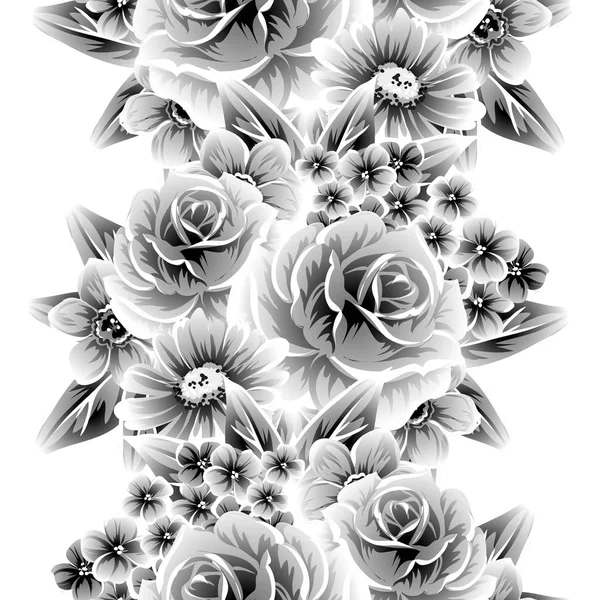 Patrón Flores Ornamentadas Estilo Vintage Sin Costuras Elementos Florales Contorno — Archivo Imágenes Vectoriales