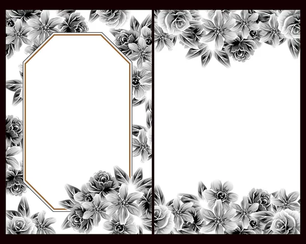 Вінтажний Стиль Витіює Квіткову Весільну Листівку Квіткові Елементи Контуру — стоковий вектор