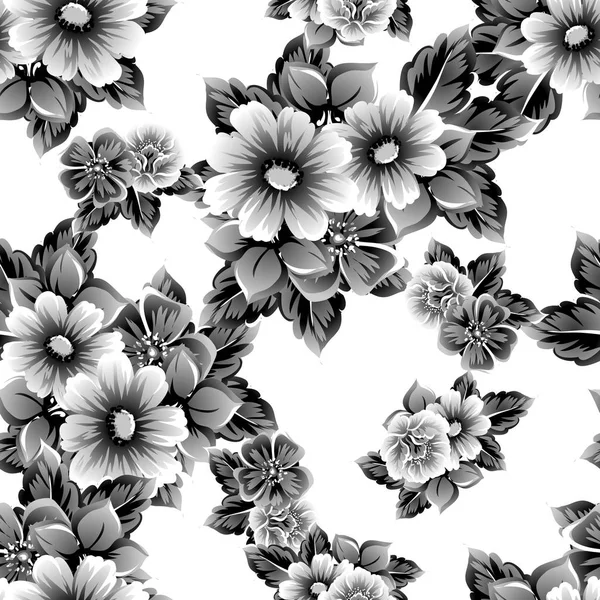 Απρόσκοπτη Vintage Στυλ Περίτεχνο Μοτίβο Λουλούδι Ανθικά Στοιχεία Περίγραμμα — Διανυσματικό Αρχείο