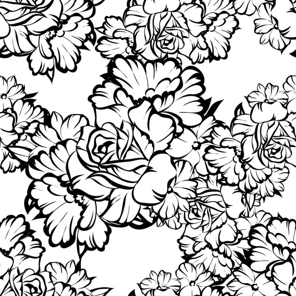 Motif Fleurs Ornées Style Vintage Sans Couture Éléments Floraux Dans — Image vectorielle