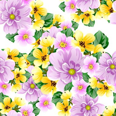 Sorunsuz vintage tarzı çiçek deseni. Renkli çiçek öğeleri