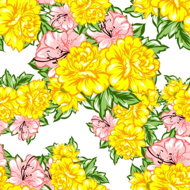 Sorunsuz vintage tarzı çiçek deseni. Renkli çiçek öğeleri