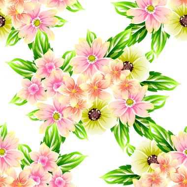 Sorunsuz vintage tarzı çiçek deseni. Renkli çiçek öğeleri