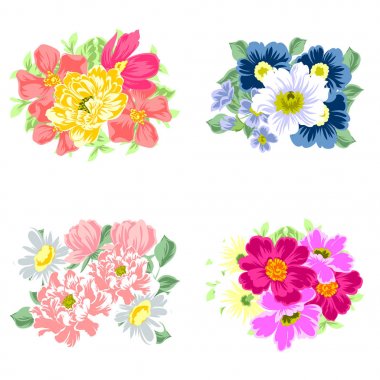 Dizi güzel renkli çiçekler