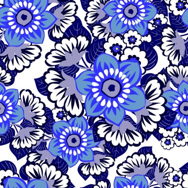 Kusursuz eski tarz süslemeli çiçek deseni. Çiçeksel elementler konturda