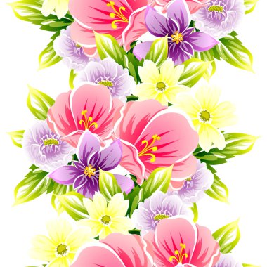 Sorunsuz vintage tarzı çiçek deseni. Renkli çiçek öğeleri