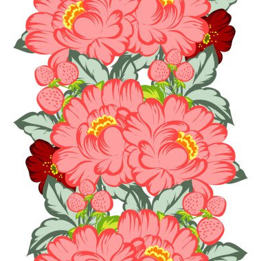 Sorunsuz vintage tarzı çiçek deseni. Renkli çiçek öğeleri