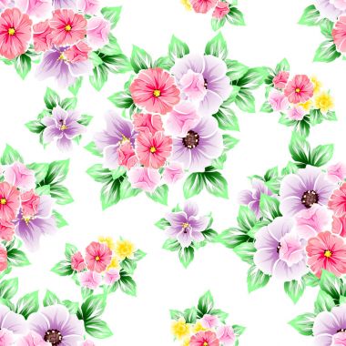 Sorunsuz vintage tarzı çiçek deseni. Renkli çiçek öğeleri