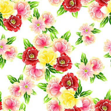 Sorunsuz vintage tarzı çiçek deseni. Renkli çiçek öğeleri