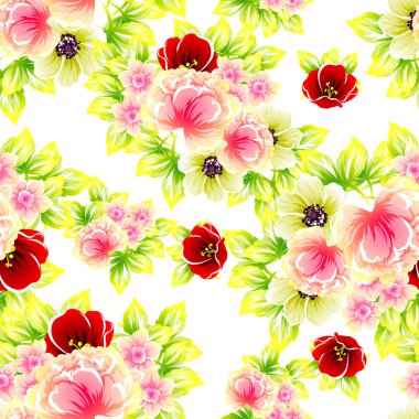 Sorunsuz vintage tarzı çiçek deseni. Renkli çiçek öğeleri